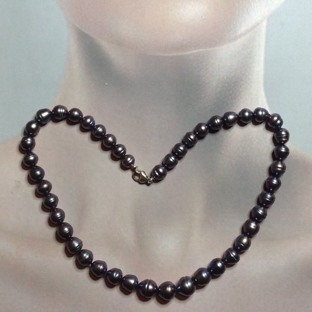 Elegant Purple Baroque Ringed Freshwater Pearl Necklace 30$